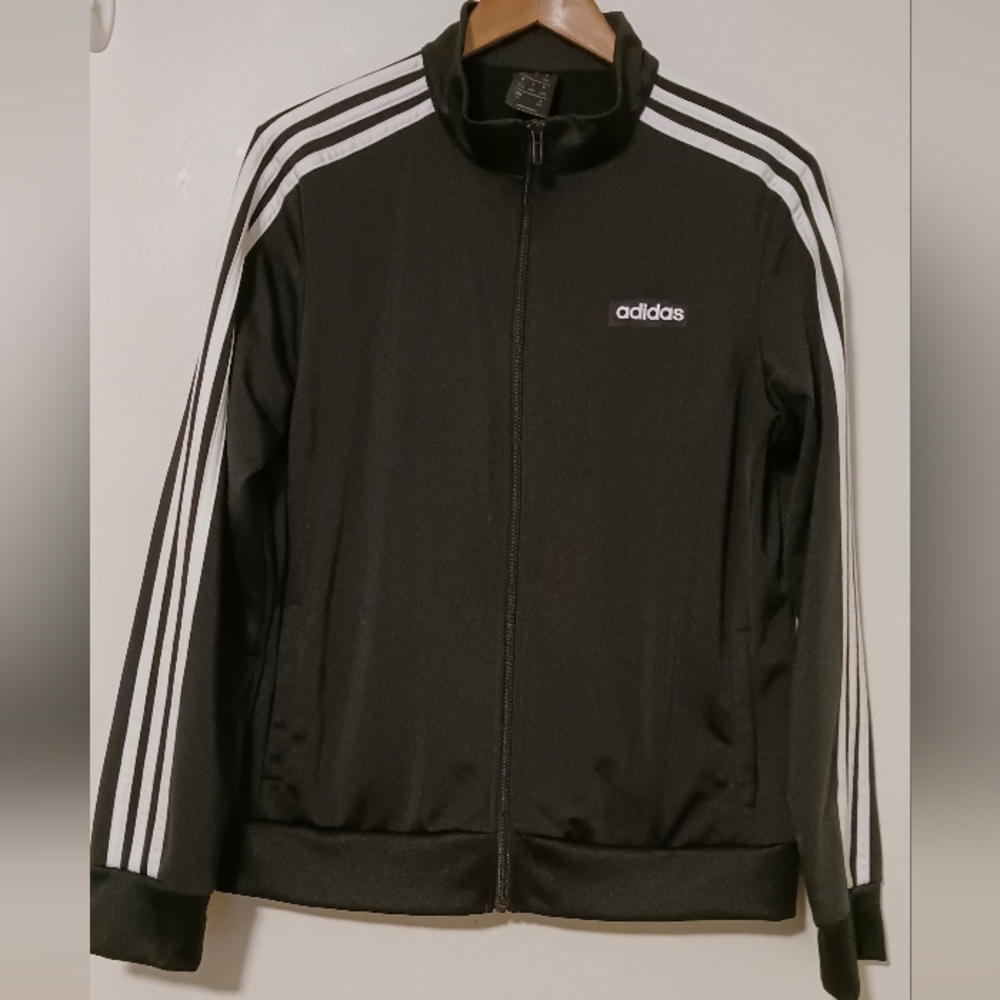 ADIDAS Zip-Up Classic Collard Black Track Jacket Womans Large